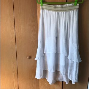 Thalia Sodi White Ballet Core Midi Layered Skirt